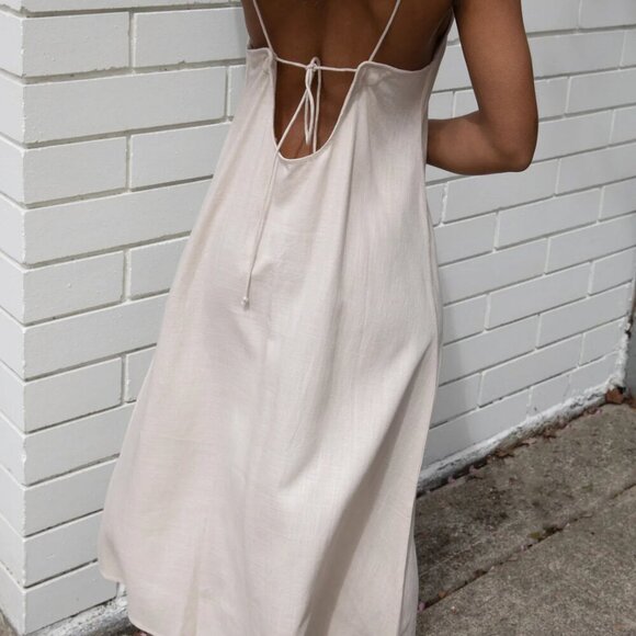 OAK + FORT Linen Blend Midi Dress Oatmeal – Size XS - Picture 5 of 16